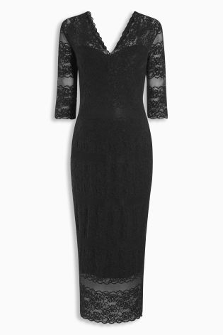 Black Maternity Lace Bodycon Dress